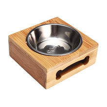 Load image into Gallery viewer, Double Single Dog Bowls for Pet Puppy Stainless Steel Bamboo Rack Food Water Bowl Feeder Pet Cats Feeding Dishes Dogs Drink Bowl

