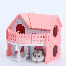 Load image into Gallery viewer, Cute Small Animal Cages Rabbit Hamster House Single-Double Layer Skateboard Spinning Wheel Hamster Gerbil Mouse Pet Cage House
